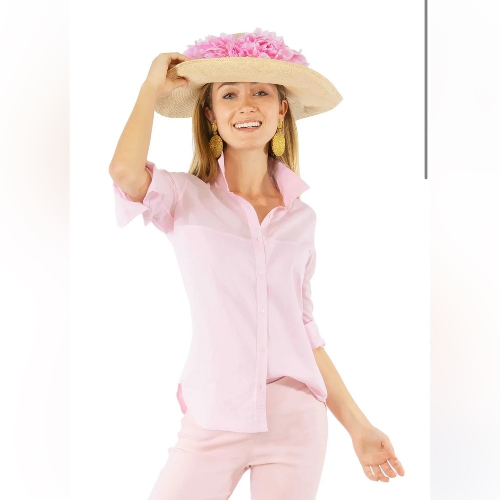 Gretchen Scott,Sleek Voile Top,Pale Pink (Msrp$129),Excellent Condition,Size L